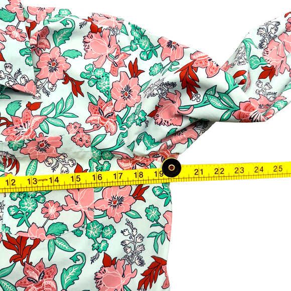 Lands' End Lotus Floral Button Down Shirt Womens Size 8‎ Cottagecore 3/4 Sleeve - Picture 9 of 10